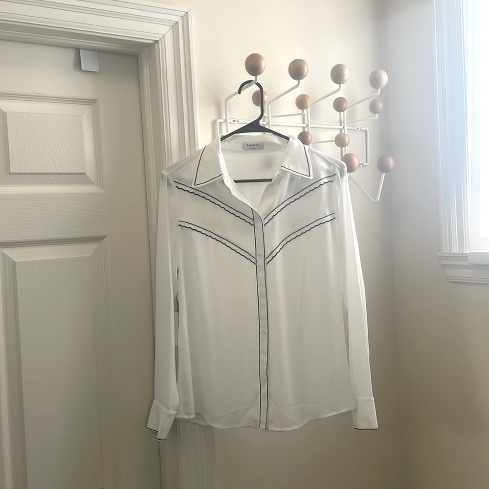 Aritzia - Babaton - NWT Cowboy Western Style Button Down Shirt White / Black- S